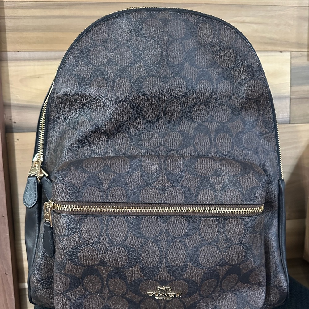 Coach Signature Brown and Black Backpack